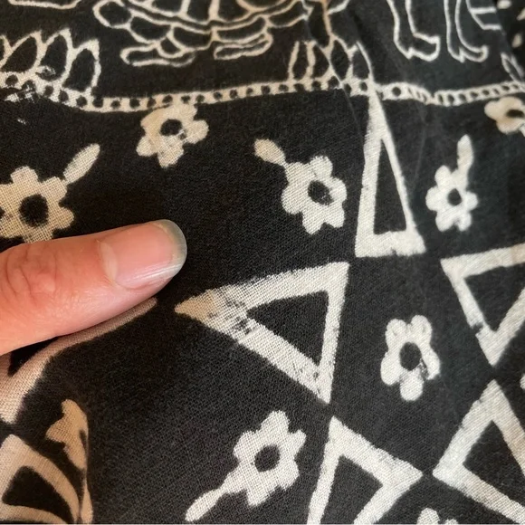 VINTAGE WOVEN COTTON PRINTED WRAP SKIRT PENTAGRAM PEACOCK PAISLEY DEER FLORAL - Picture 11 of 13